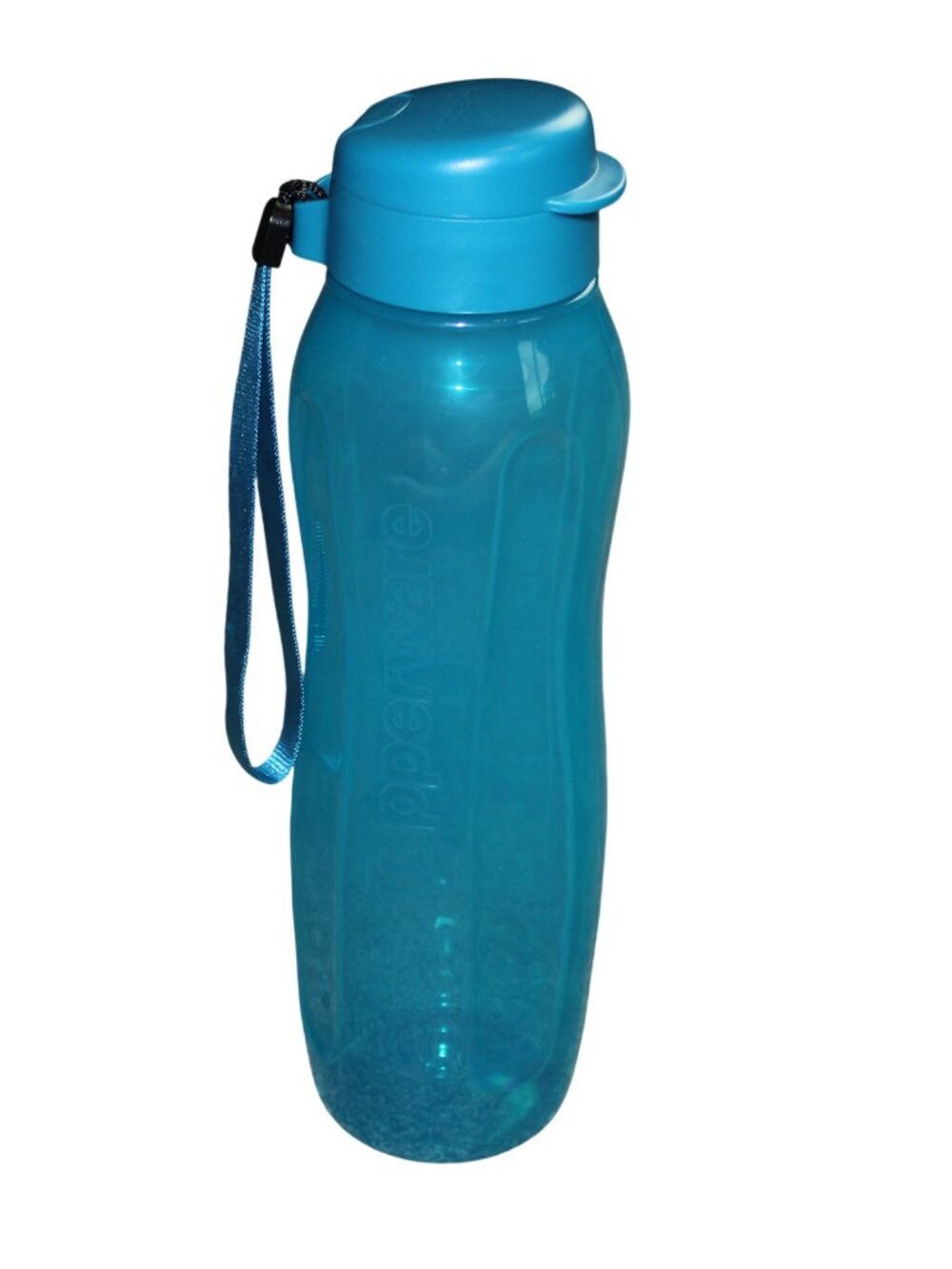 Tupperware To Go Easy Eco Flip Top Water Bottle Blue w Strap 25oz 750ml FLAWS
